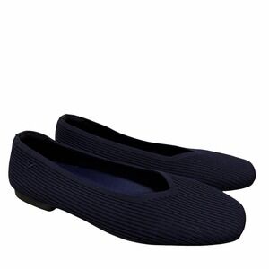 Vivaia Margot 2.0‎ Square-Toe V-Cut Flats Womens US 10 EU 41.5 Navy Slip On Shoe